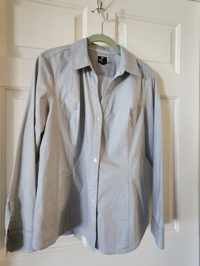 Express Womens Light Gray Dress Shirt